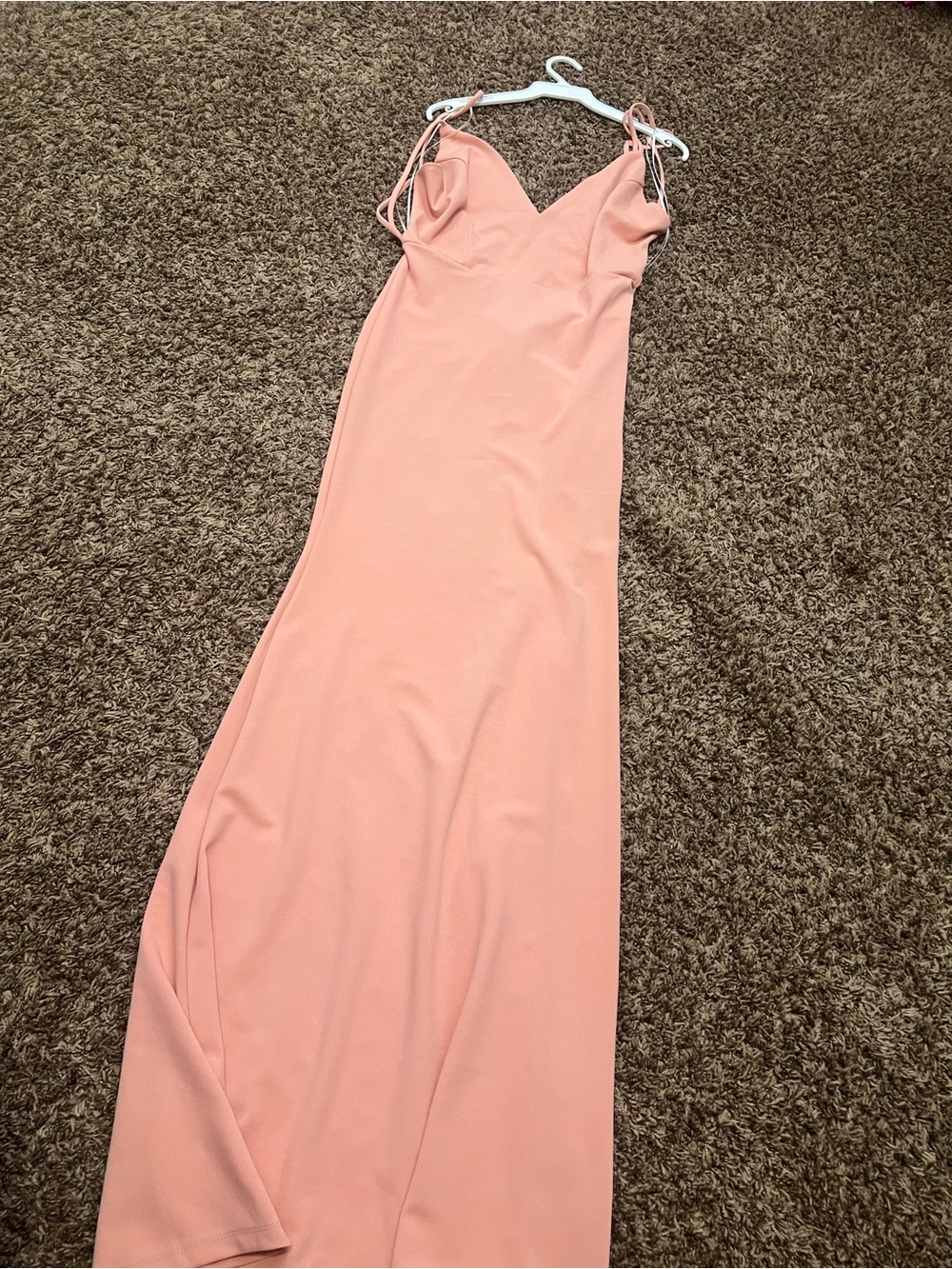 Symphony Blush Pink Spaghetti Strap Evening Gown
